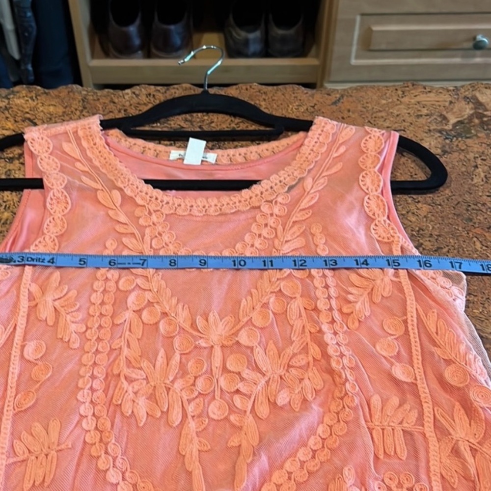 TRIBAL JEANS Women's Lined Light Orange Lace Top (M) - Picture 5 of 6
